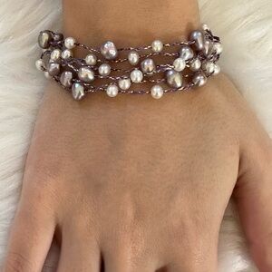 14k freshwater Pearl and Purple Beaded Bracelet​​